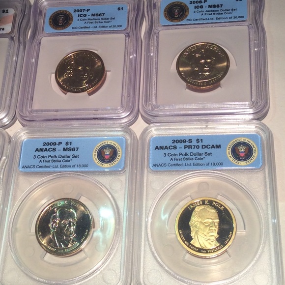 Valuable 20 ANACS & ICG Graded MS67 & Proof 70 Deep Cam Presidential Dollars Set - Picture 7 of 16